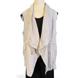 Max Jeans Open Vest Drawstring XL Stone Lt Khaki Layering Travel Capsule Cosplay